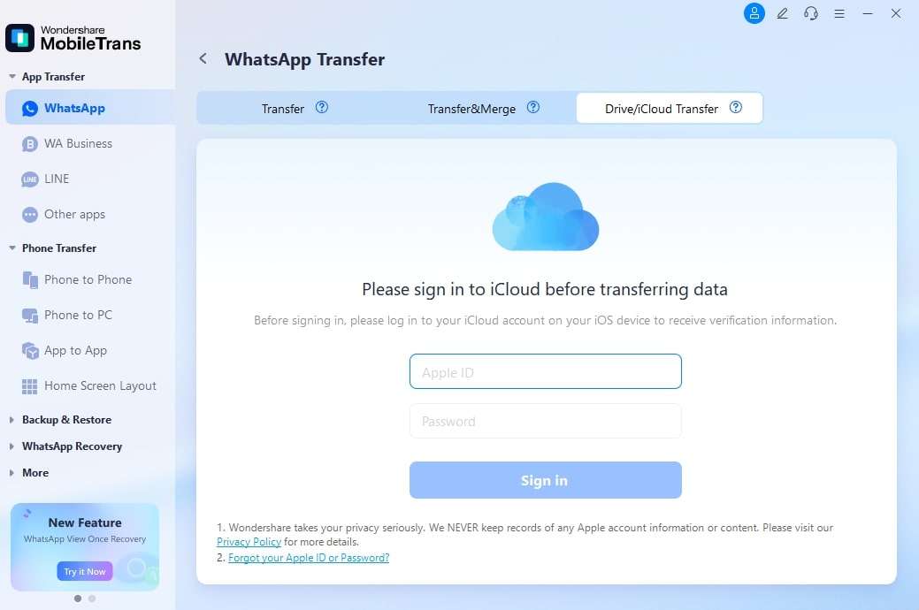 sign in to icloud account