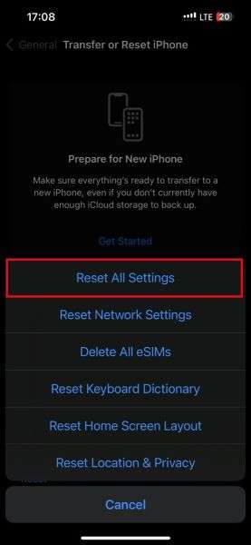 reset iphone to factory settings