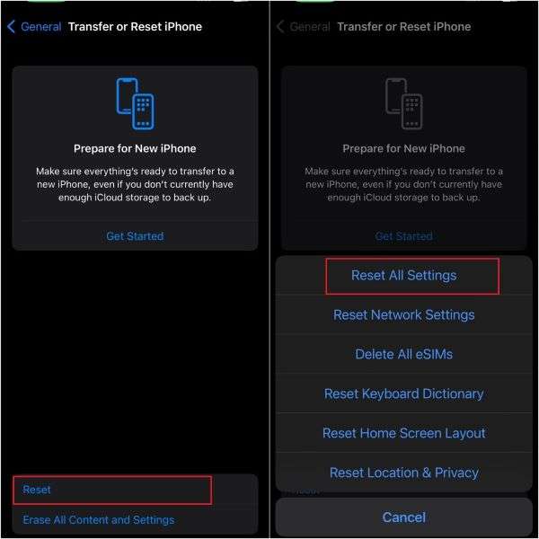 how to reset iphone settings