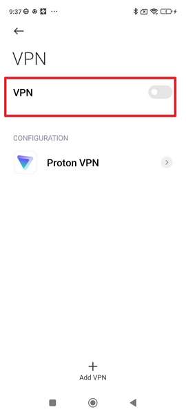 disable the vpn option