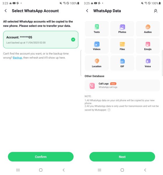choose the whatsapp account