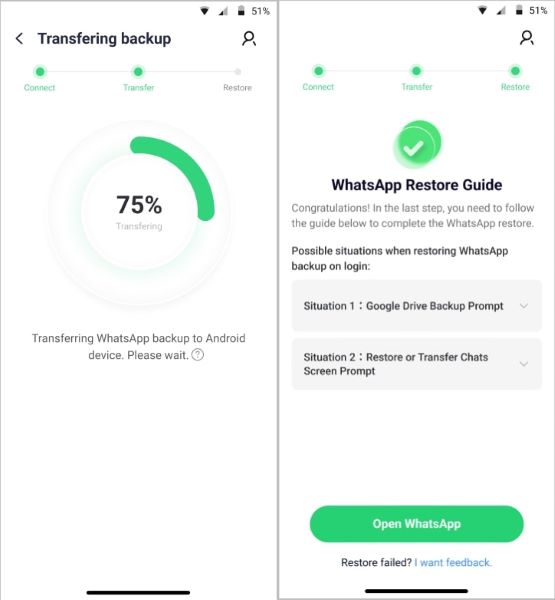 press the open whatsapp button