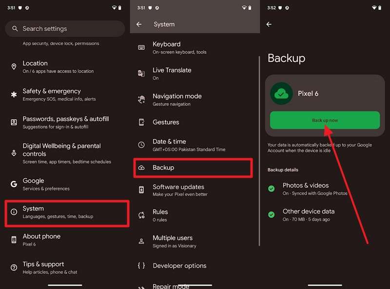 backup data to google