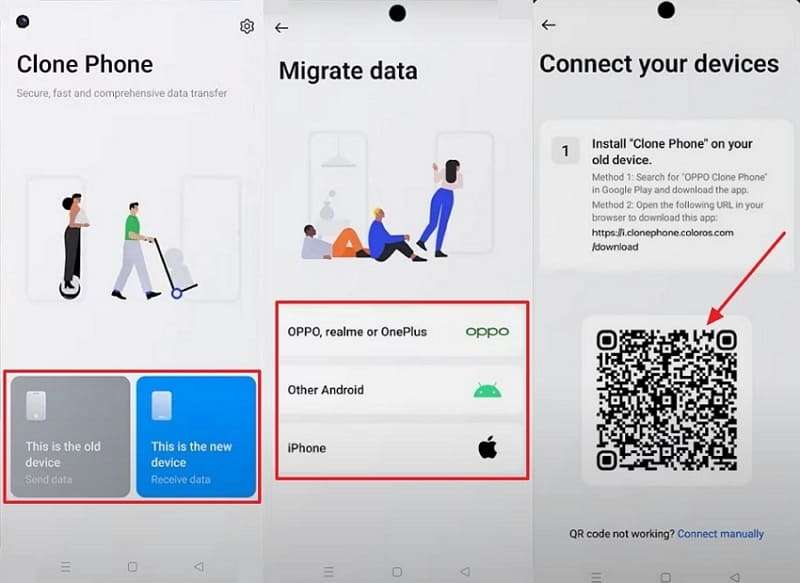 choose device and scan qr code