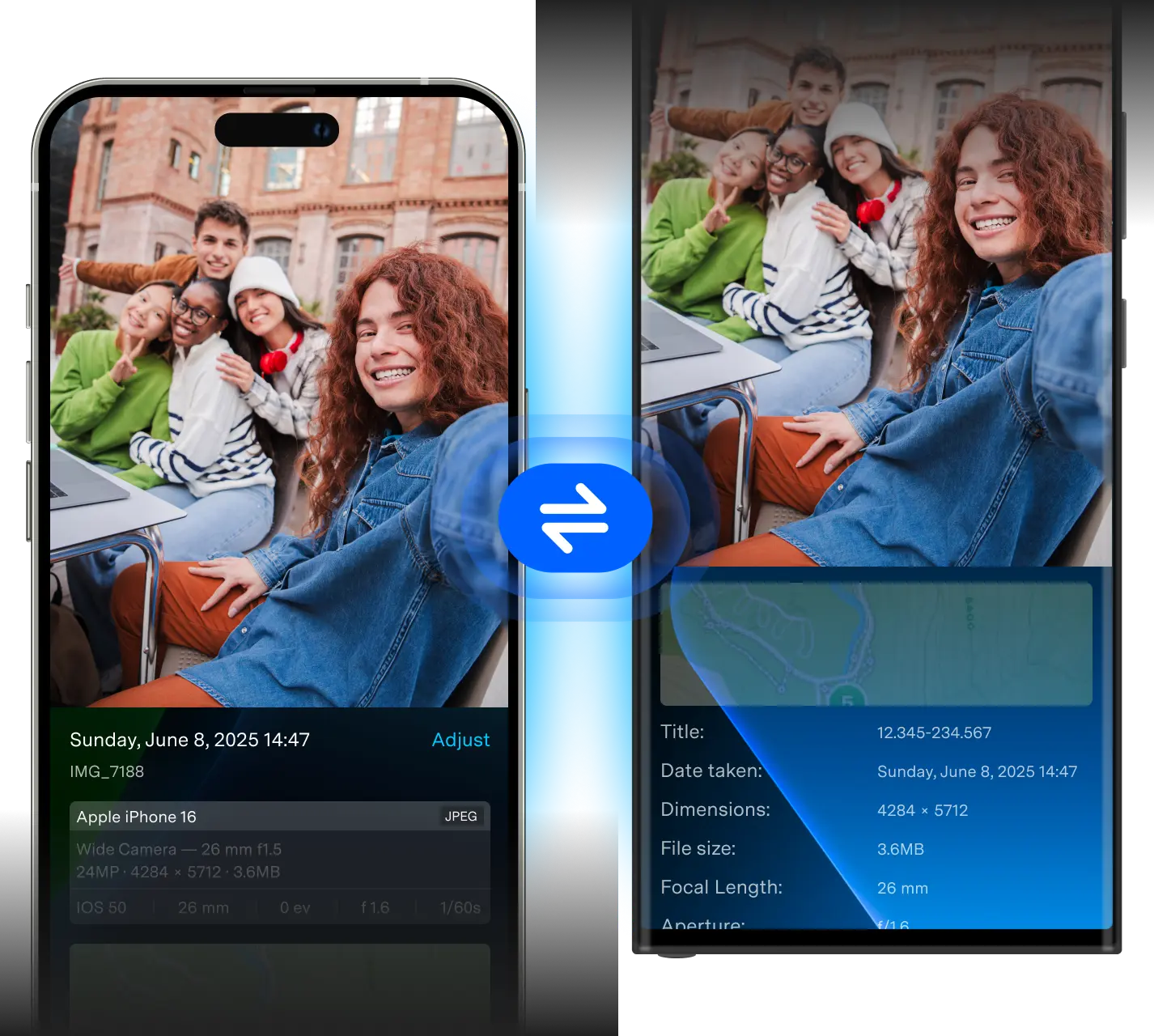 transfer photos with metadata