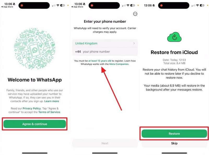 restore whatsapp from icloud backup