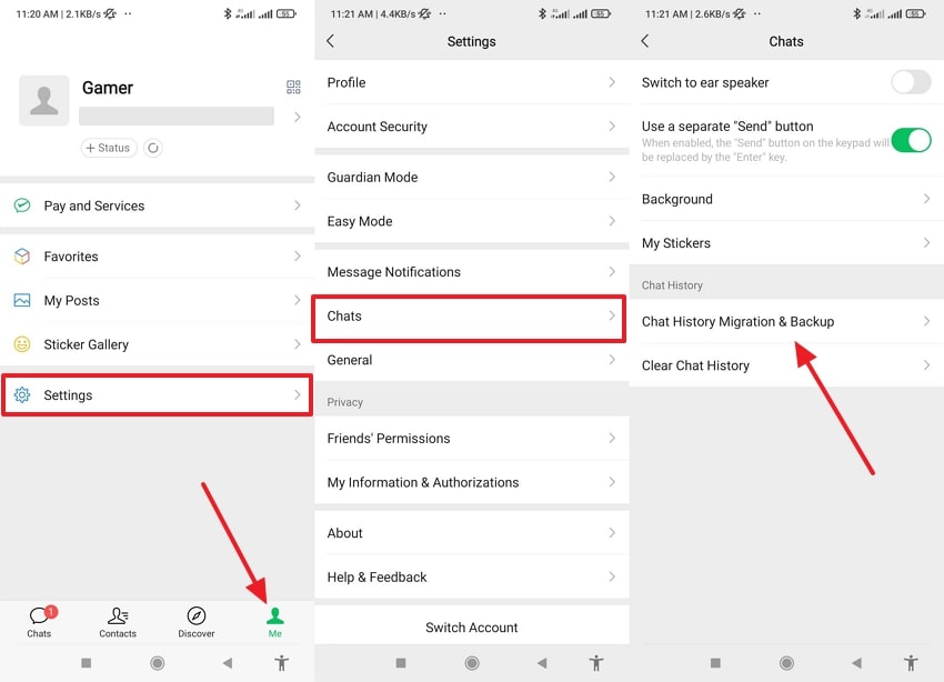 access chat history migration & backup