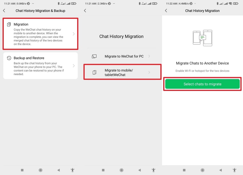 select chats to migrate android