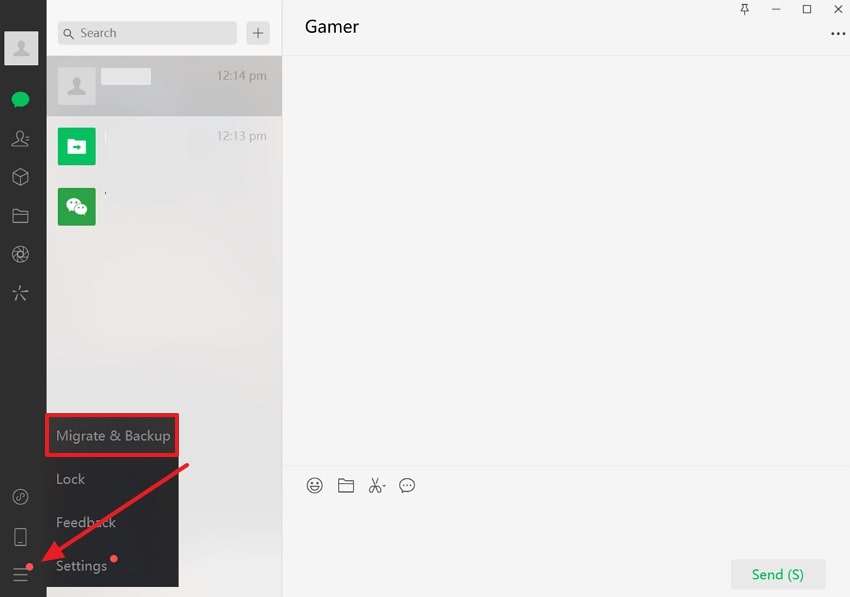 choose migrate & backup from desktop