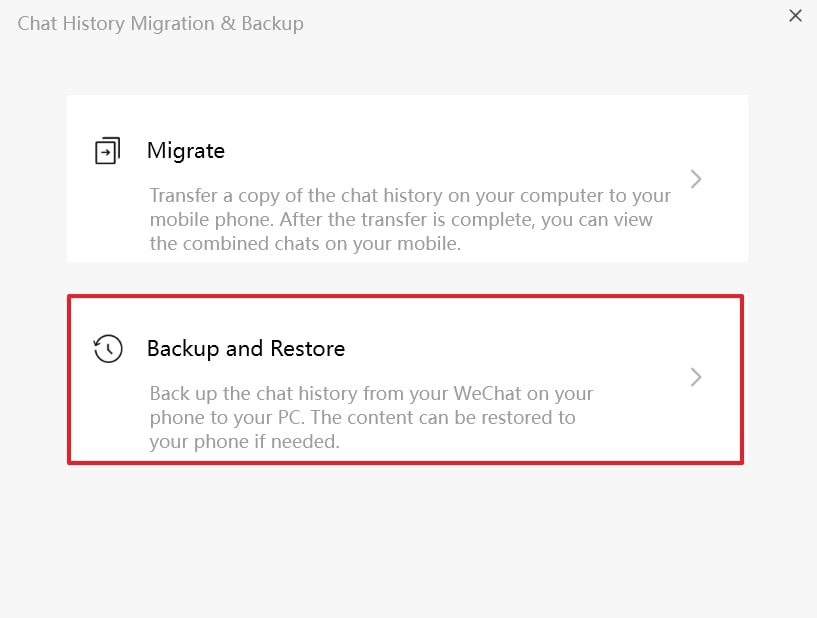 pick backup & restore option