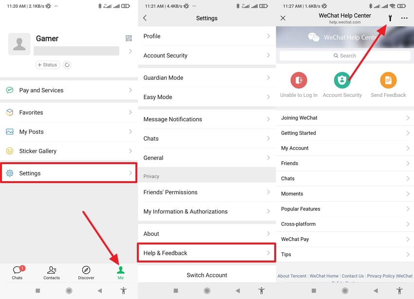 get help & feedback wechat