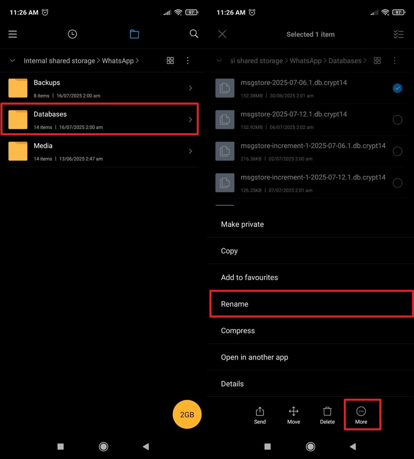 rename recent backup android