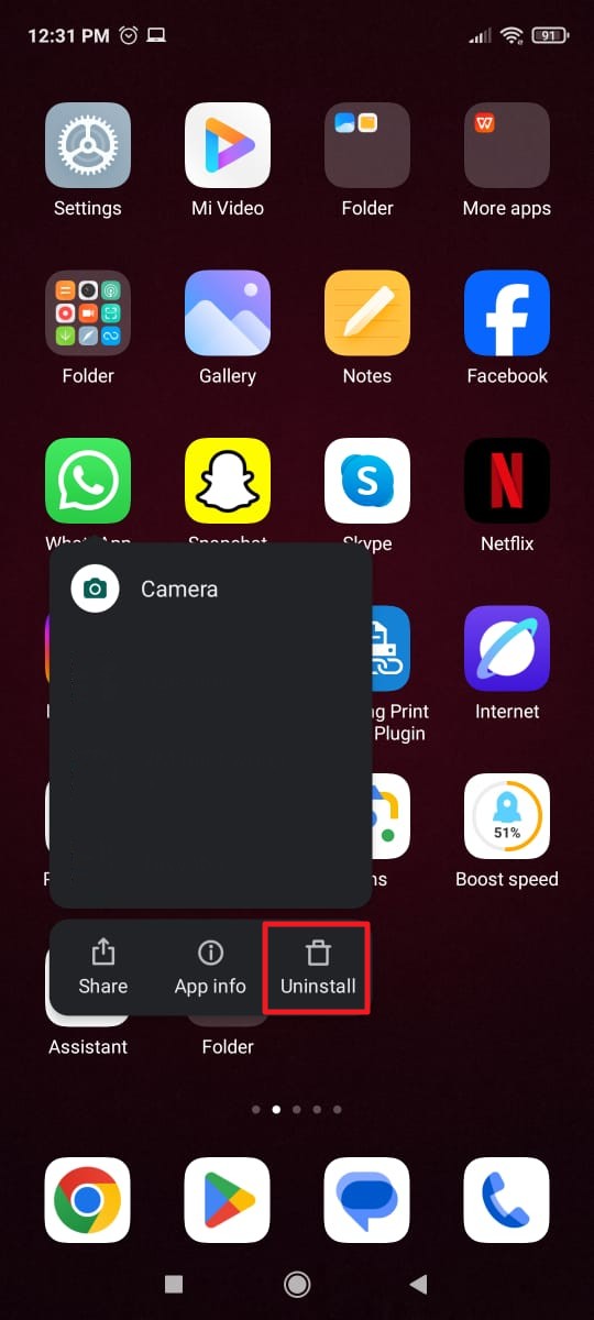 uninstall whatsapp if incompatible