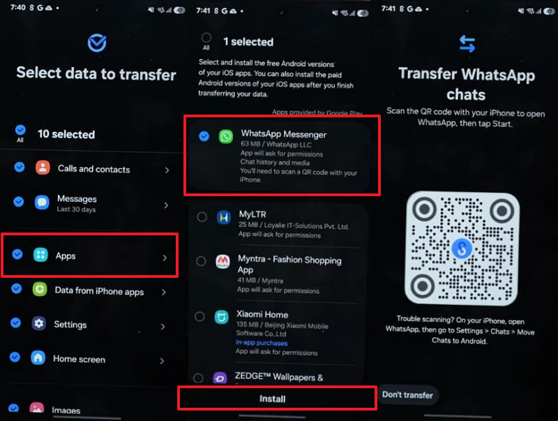 choose whatsapp to transfer to samsung