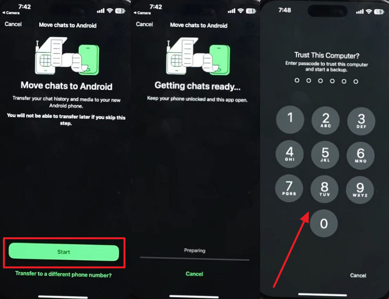 allow whatsapp to move from iphone