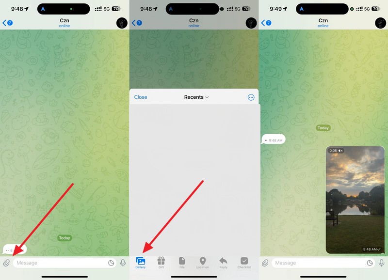 send iphone video through telegram
