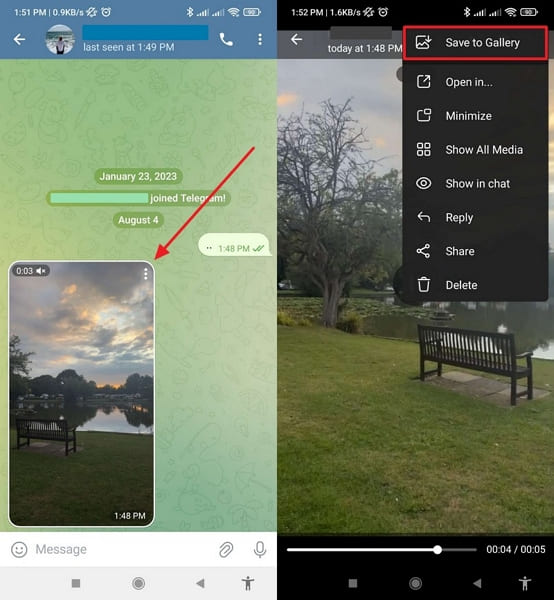 choose save to gallery to download iphone video