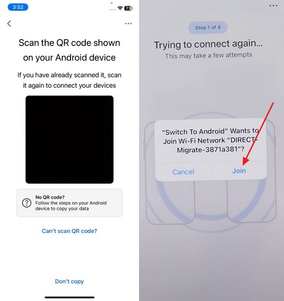 scan qr code to link both devices
