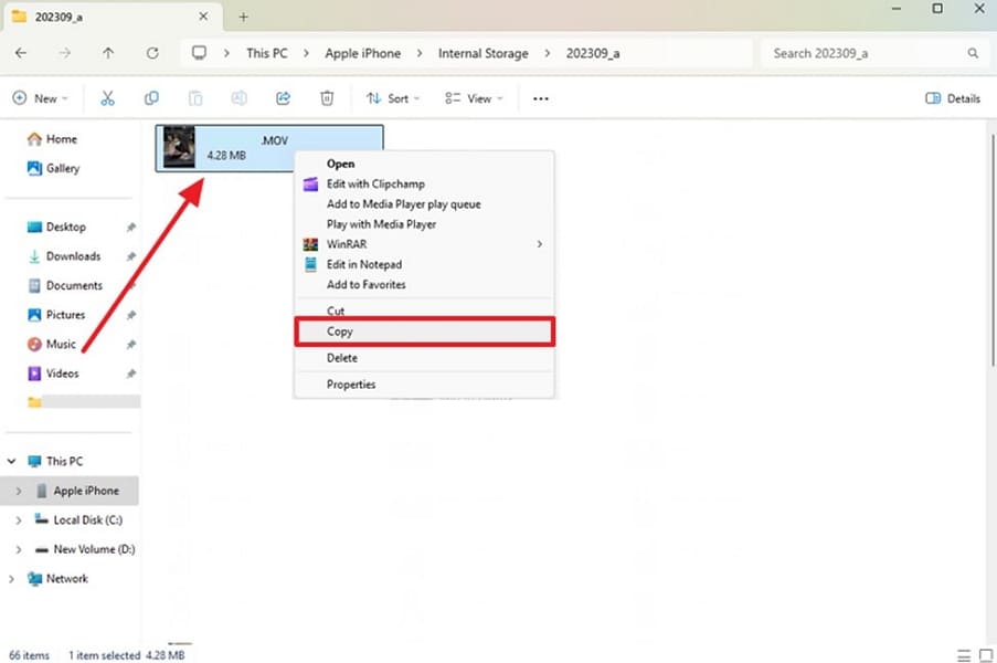 copy video from iphone storage