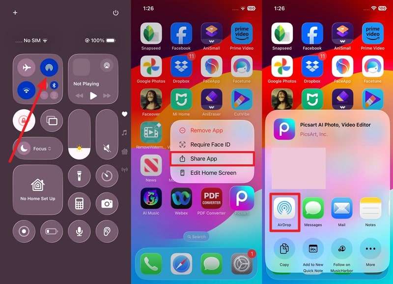 enable airdop and share