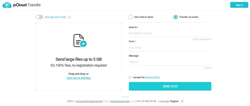 pcloud transfer website