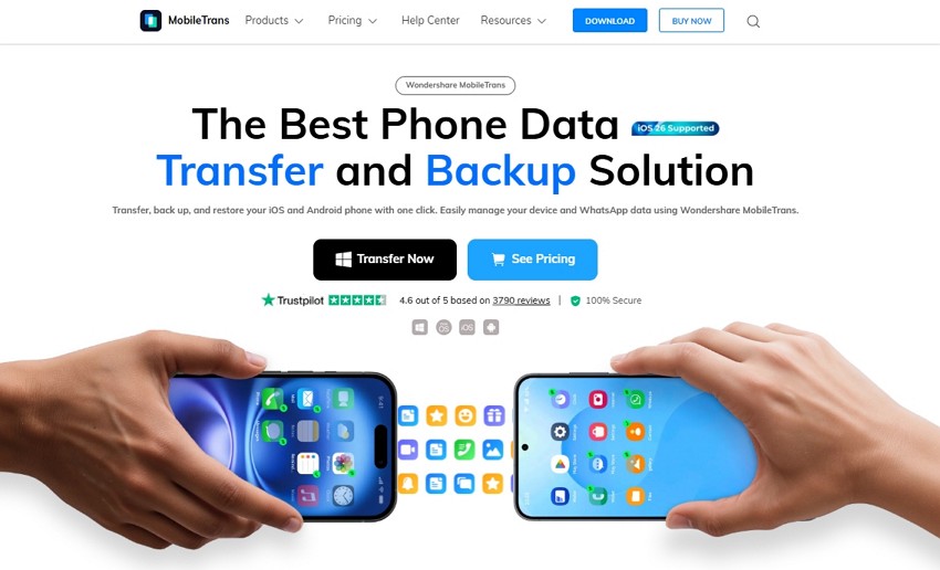 wondershare mobiletrans data transfer solution