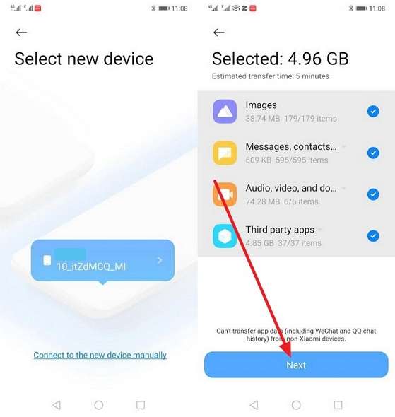 press the next button