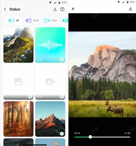 preview and download status