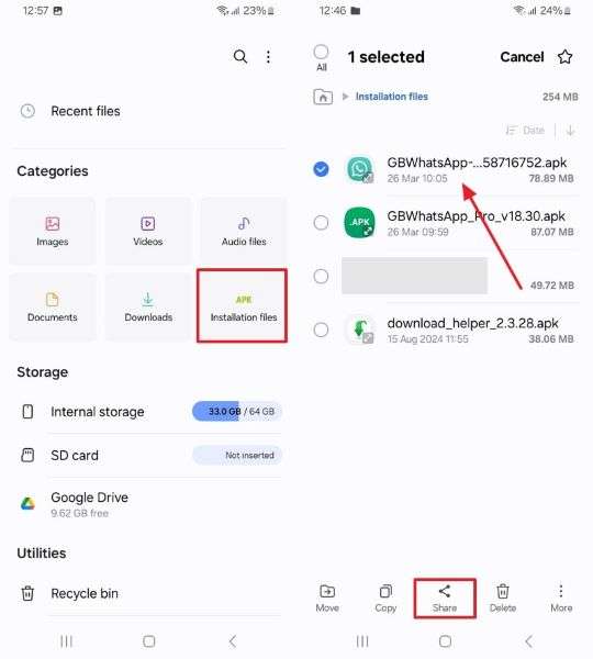 choose app and tap share icon