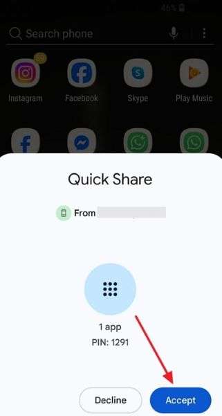 accept app from samsung