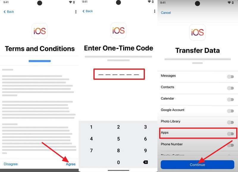 enter code and pick apps option