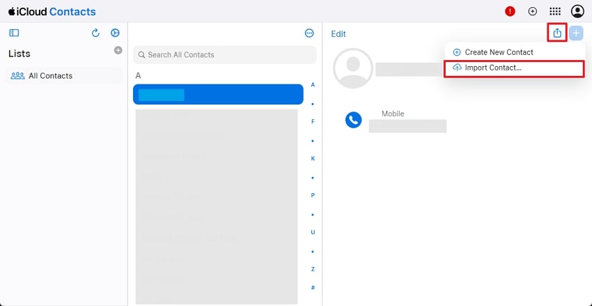 share and import contacts