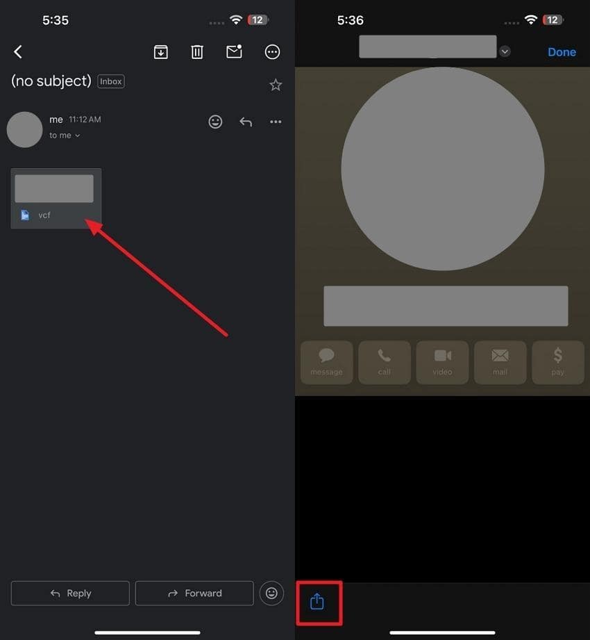 download and share vcard file contacts