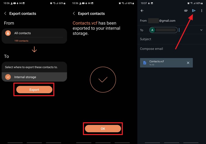 export contacts as a vcf file