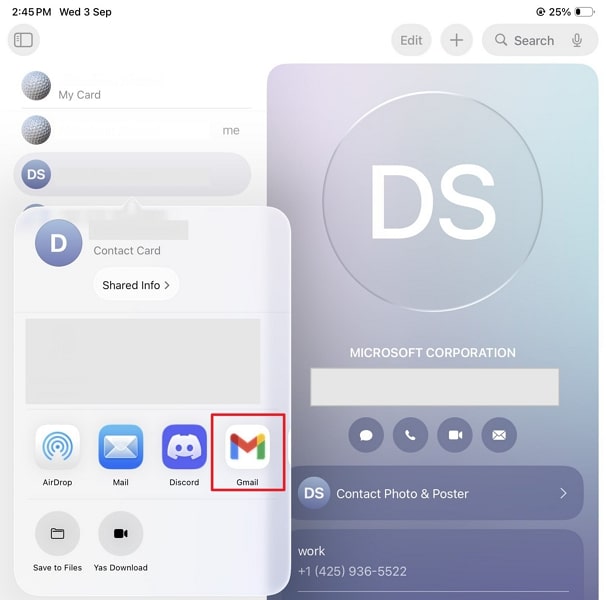 choose contacts to share