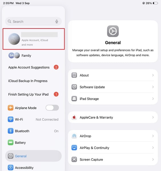 head to the apple account