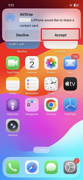 choose accept on iphone