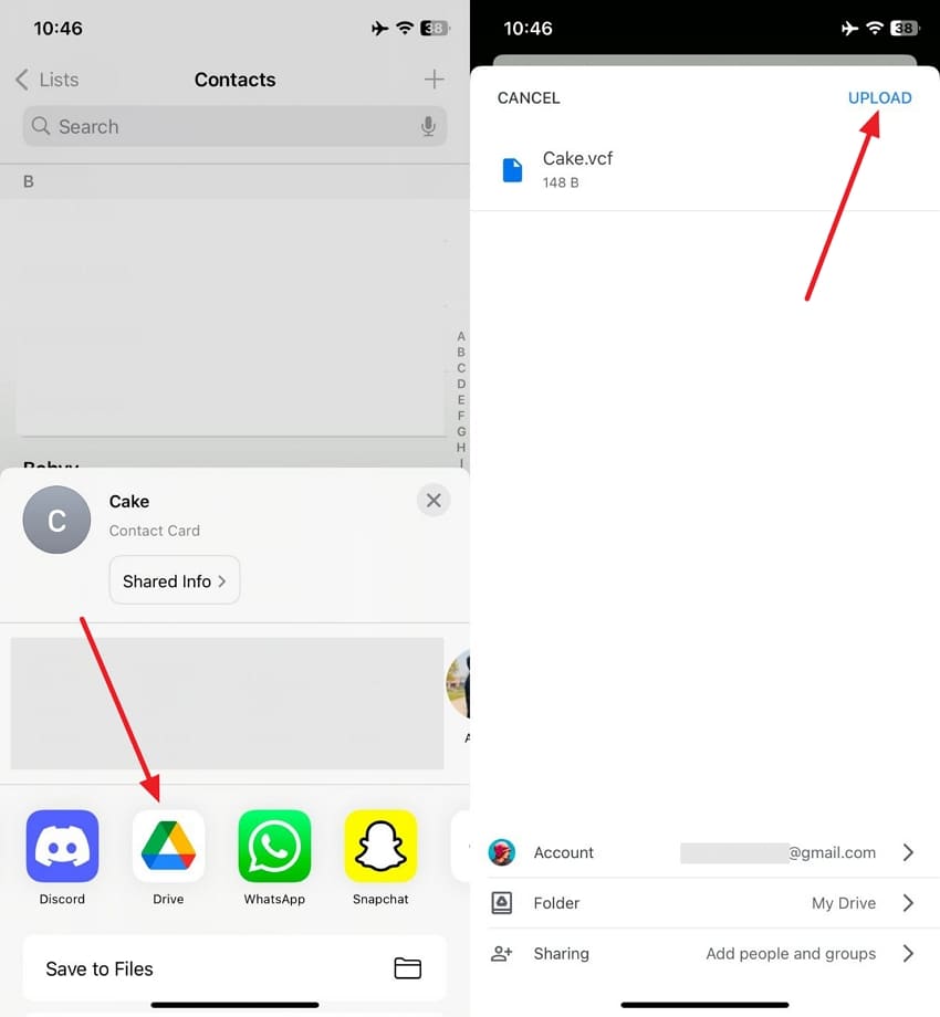 upload contact google drive