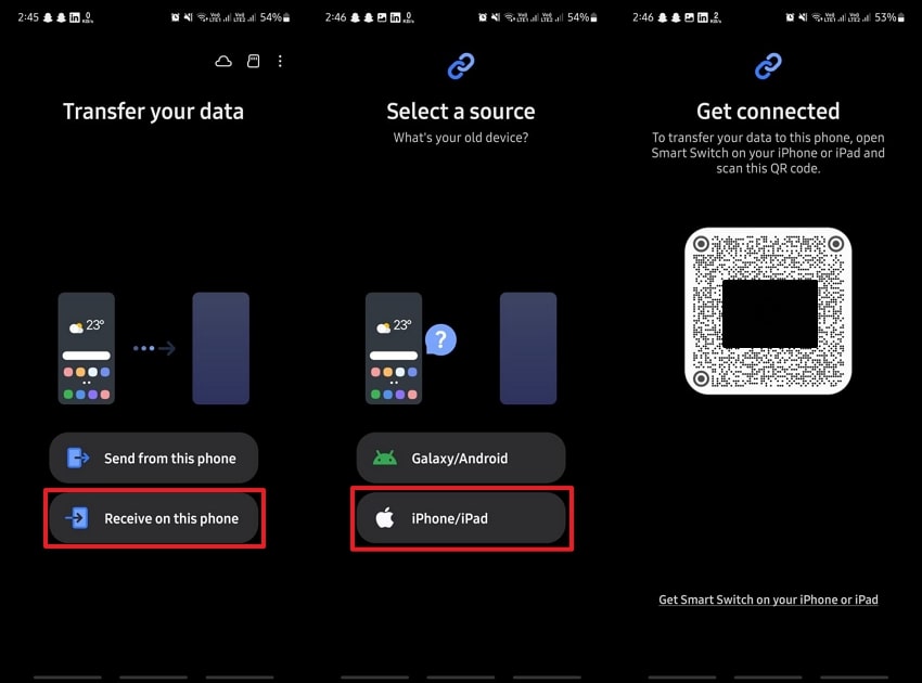 receive on android smart switch