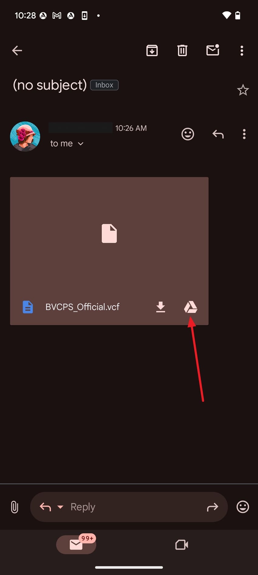 download received contacts android