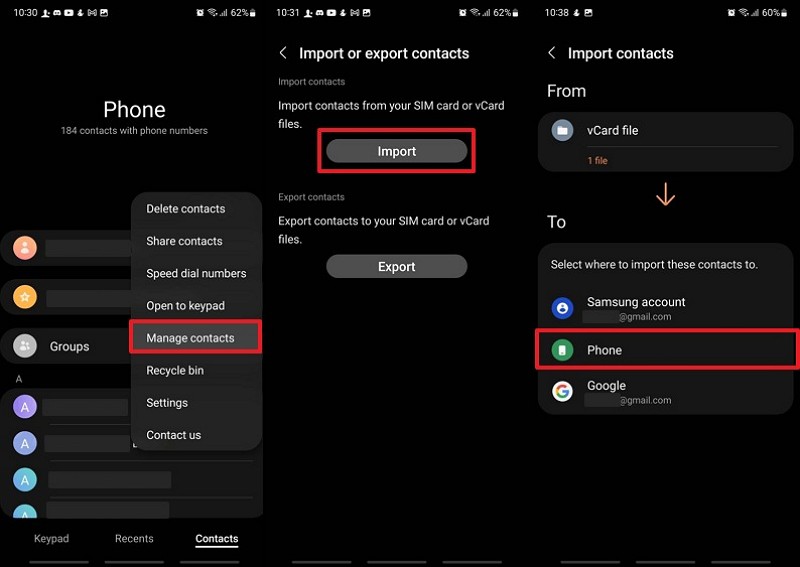 import contacts from sim to phone