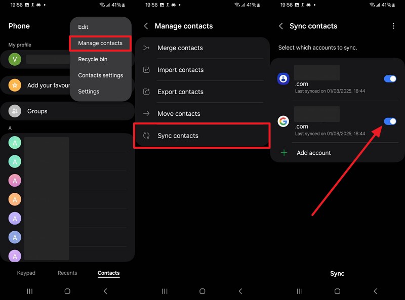 enable google account sync