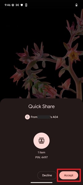receive data through quick share