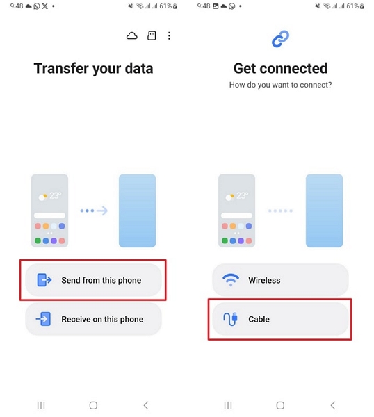 choose send from htc