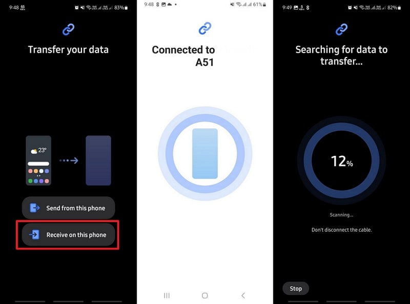 tap receive on samsung