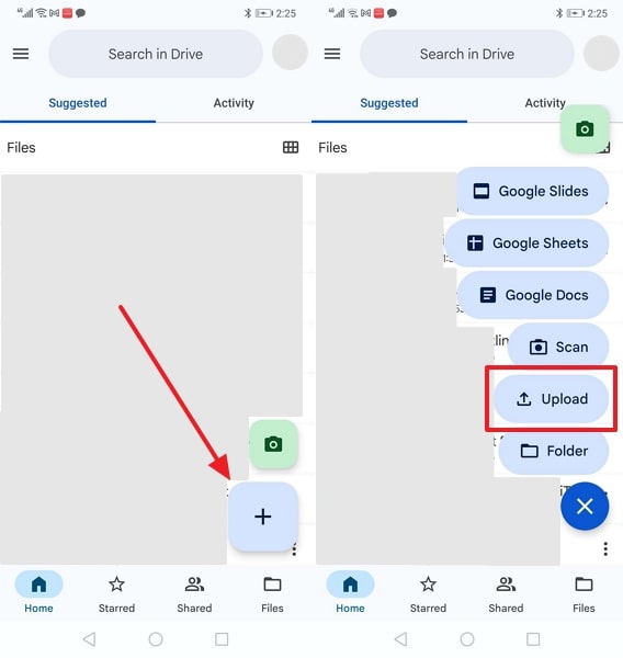 upload htc data on google drive