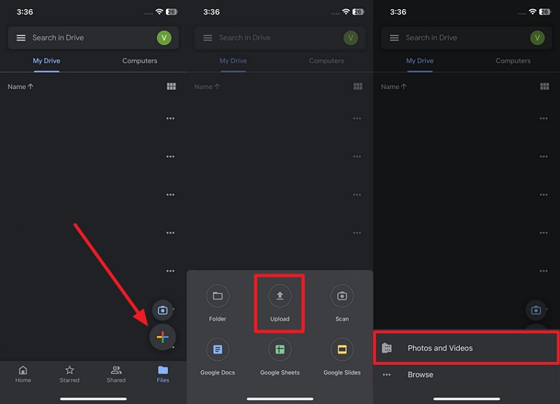 upload iphone data to google drive
