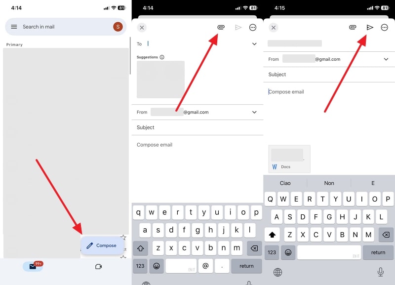 transfer iphone data through gmail