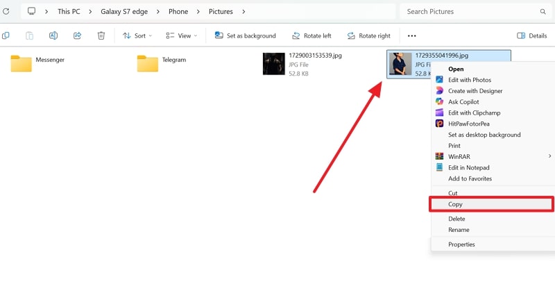 copy samsung data on pc
