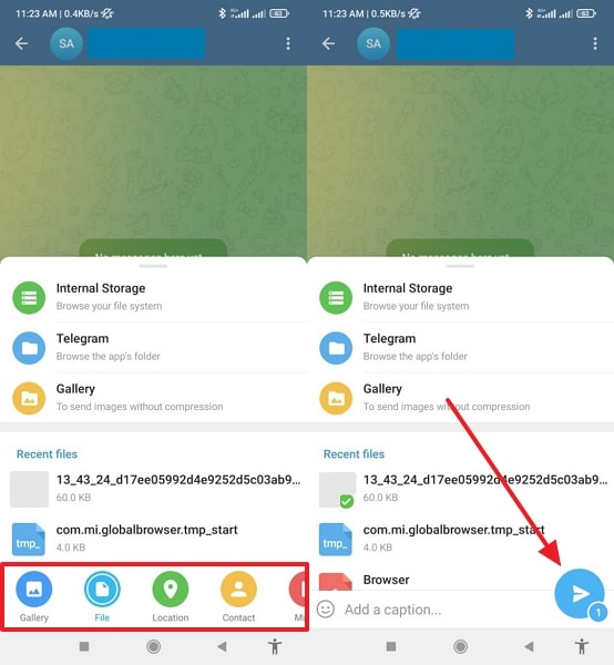 sent samsung data through telegram